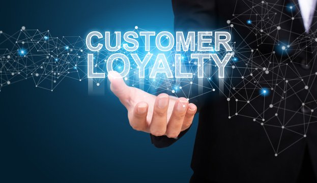 Businessman showing Customer Loyalty. Customer Loyalty concept