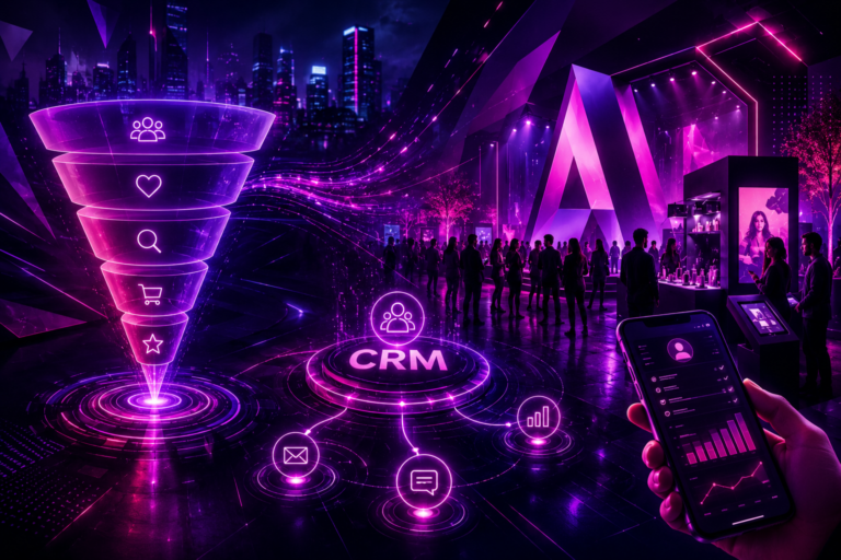 Futuristic illustration of a brand activation event untuk meningkatkan brand positioning