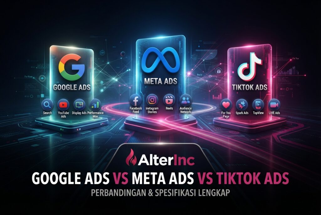 Perbandingan Google Ads, Meta Ads, dan TikTok Ads untuk strategi iklan brand